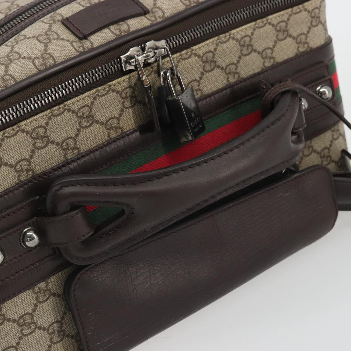 GUCCI GG Supreme Web Sherry Line Carry Case PVC Beige Silver