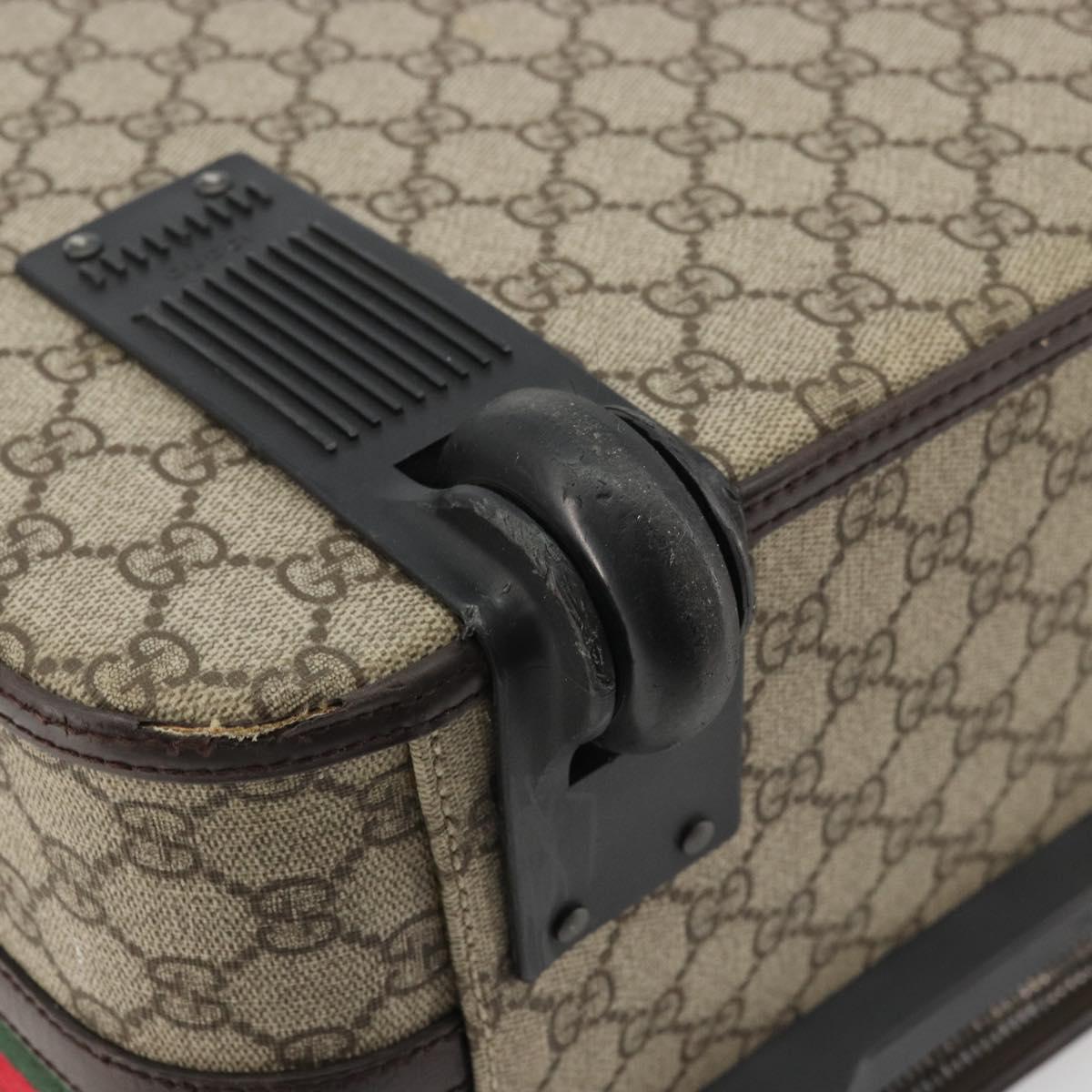 GUCCI GG Supreme Web Sherry Line Carry Case PVC Beige Silver