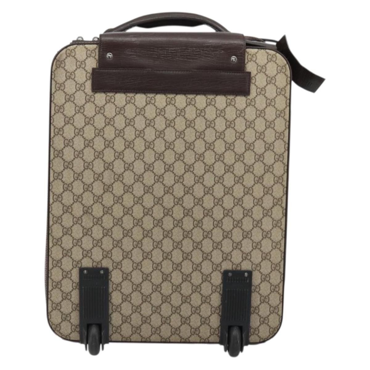 GUCCI GG Supreme Web Sherry Line Carry Case PVC Beige Silver