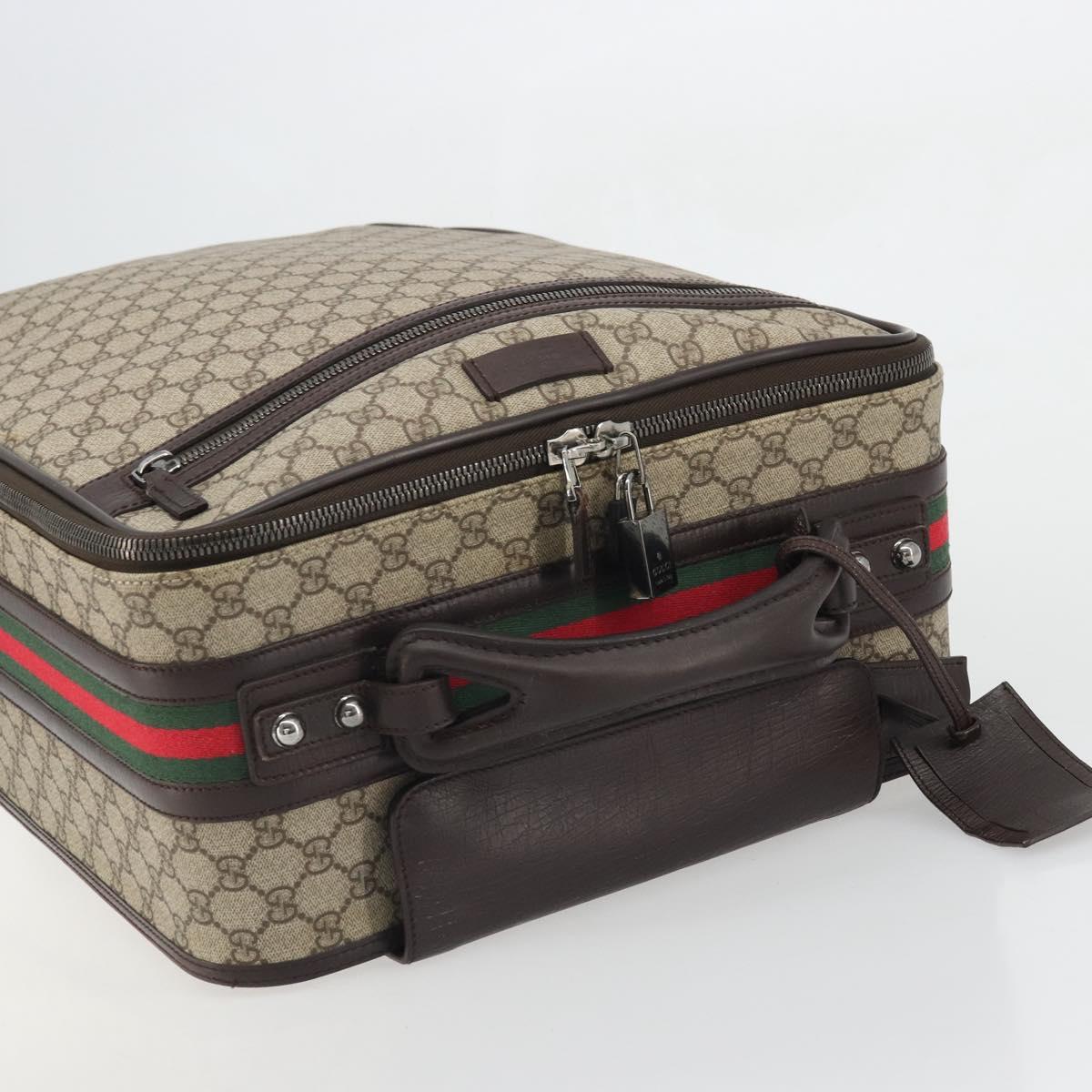 GUCCI GG Supreme Web Sherry Line Carry Case PVC Beige Silver