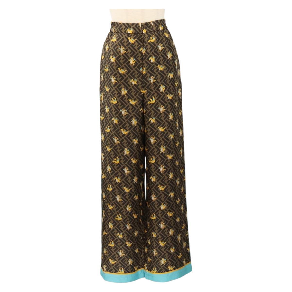 FENDI FENDI x FRGMT x POKÉMON Zucca Canvas Pants Black Brown Auth