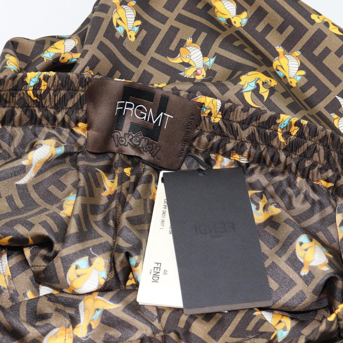 FENDI FENDI x FRGMT x POKÉMON Zucca Canvas Pants Black Brown Auth