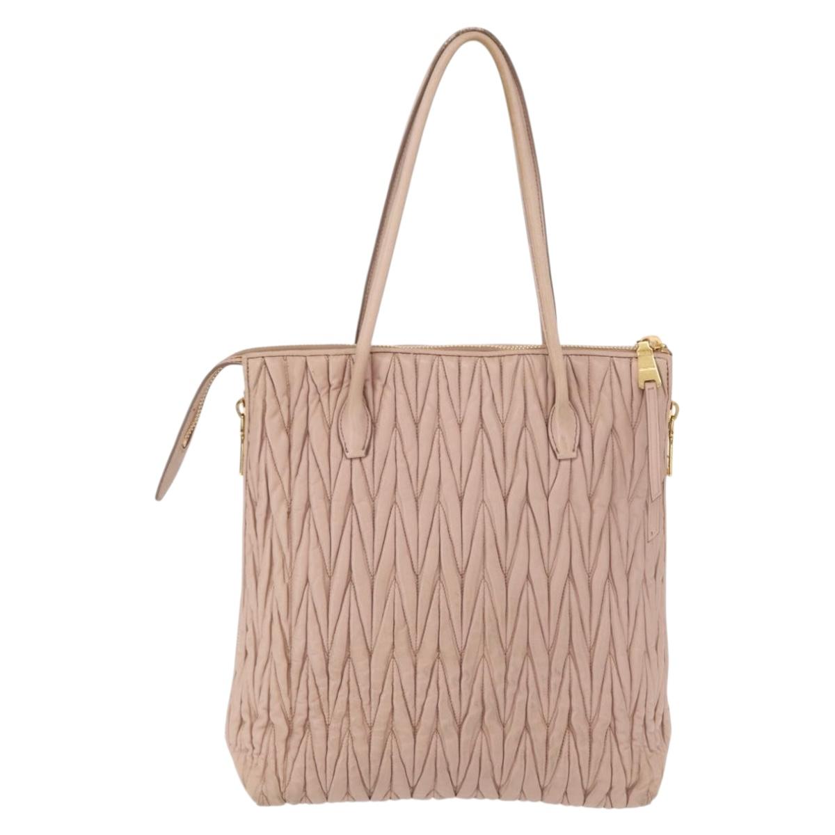 Miu Miu Matelasse Tote Bag Leather Pink Gold Auth 168121 | eBay