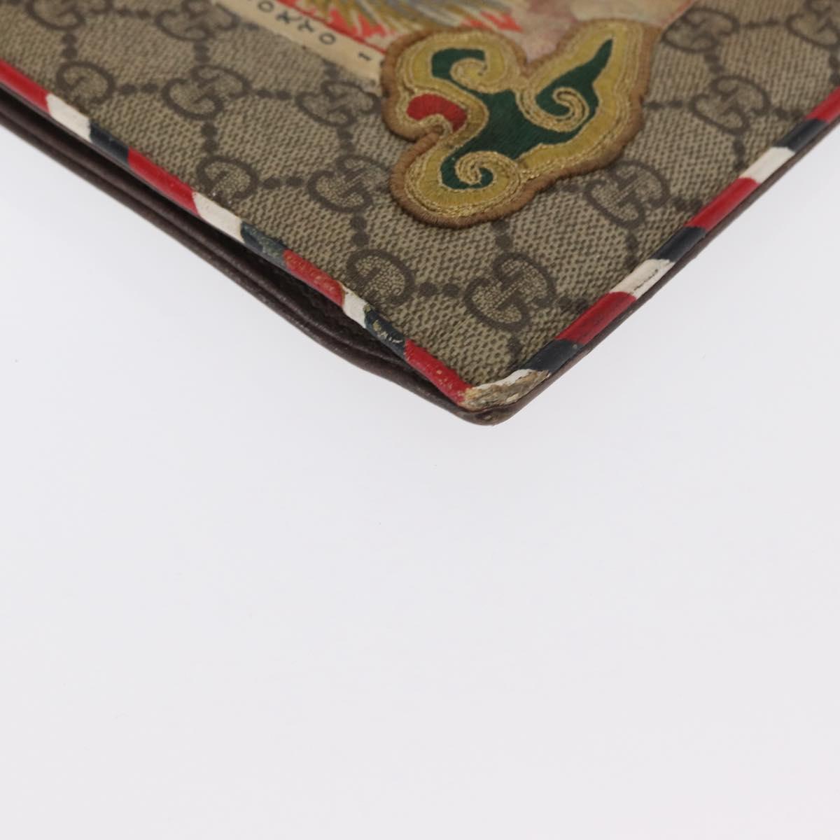 GUCCI GG Supreme Courier Clutch Bag PVC Beige 473915 Auth 169067