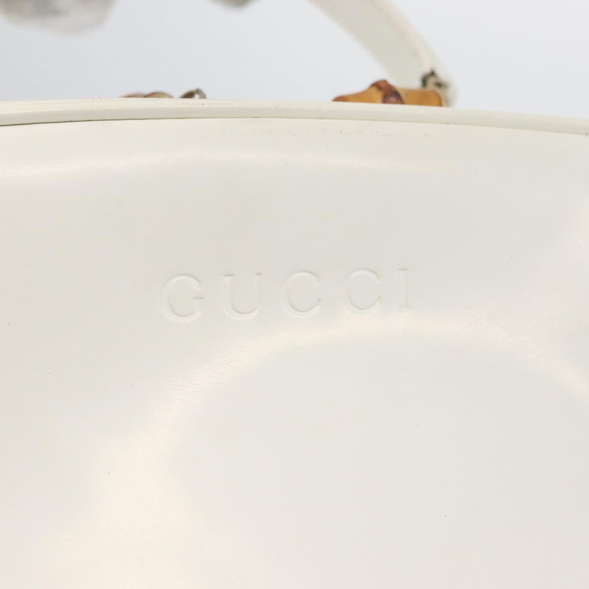 GUCCI Bamboo Vanity Hand Bag Patent 2way White Gold 000 270 0323