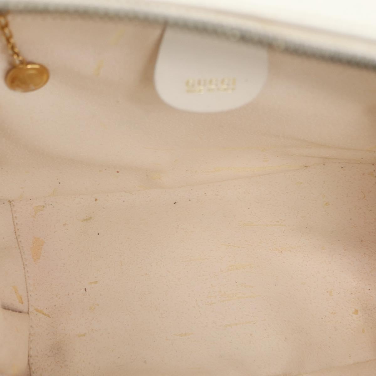 GUCCI Bamboo Vanity Hand Bag Patent 2way White Gold 000 270 0323