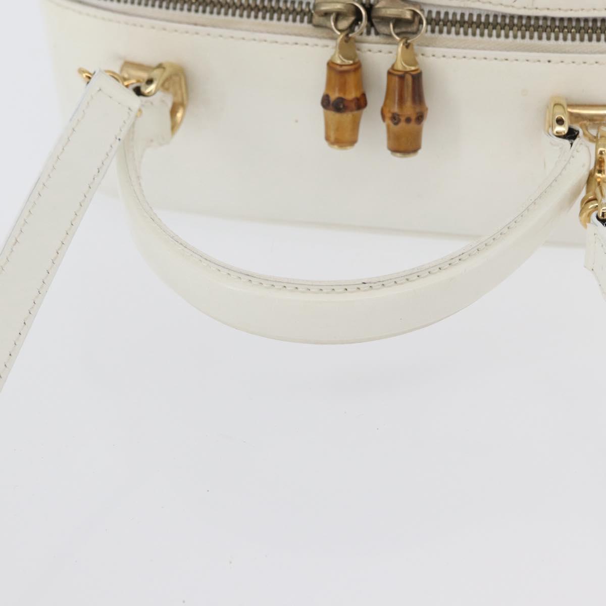 GUCCI Bamboo Vanity Hand Bag Patent 2way White Gold 000 270 0323