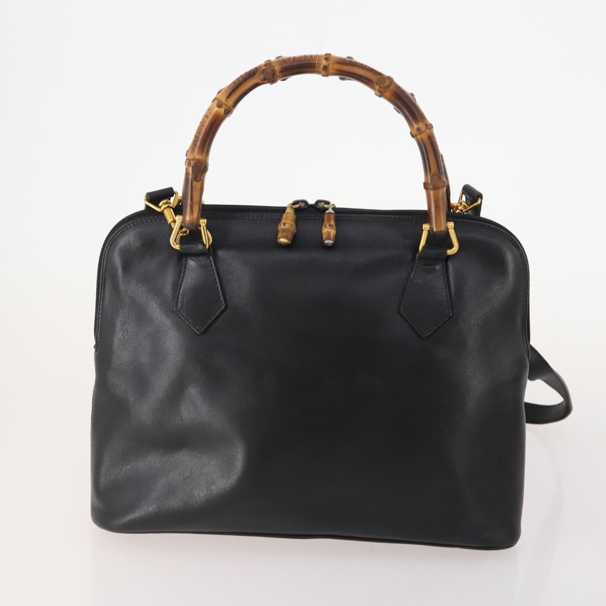 GUCCI Bamboo Hand Bag Leather Suede 2 Set Black Red Auth 170525 | eBay