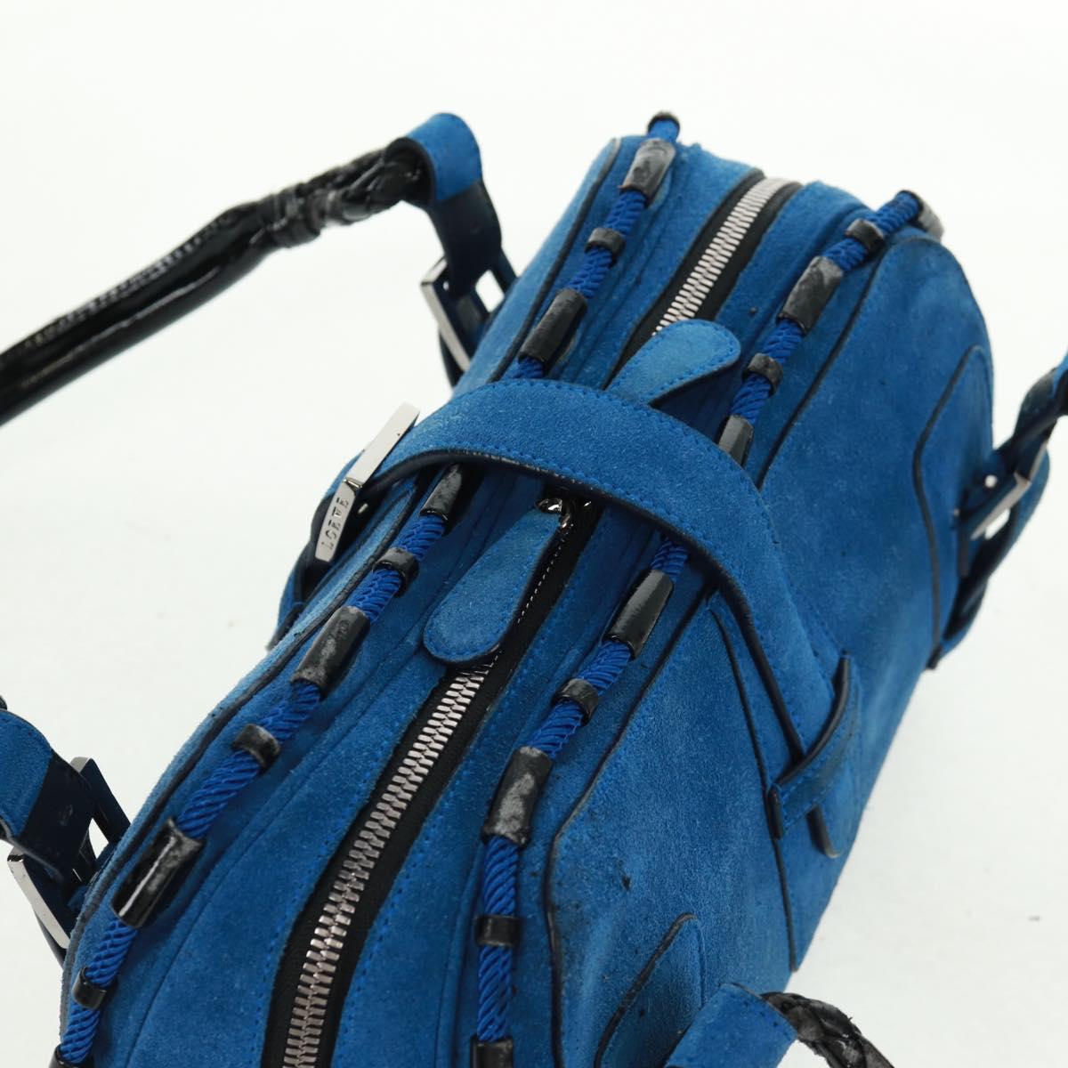 LOEWE Sender Hand Bag Suede Blue Silver Auth 170755 | eBay