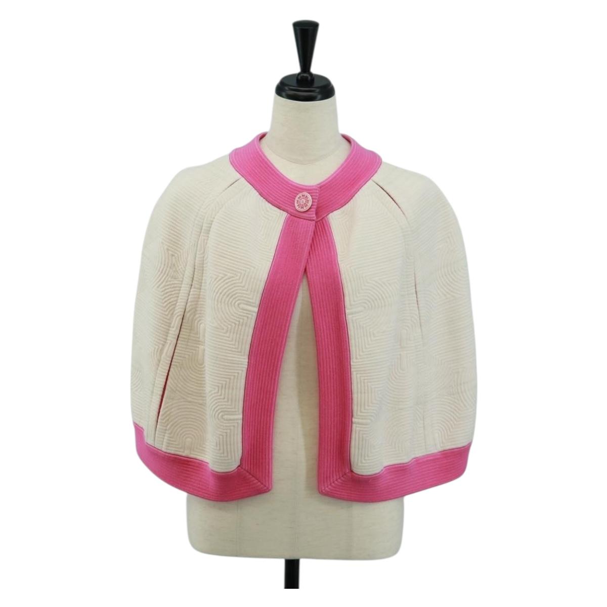 CHANEL Cape Poncho cotton White Pink CC Auth 170887V | eBay
