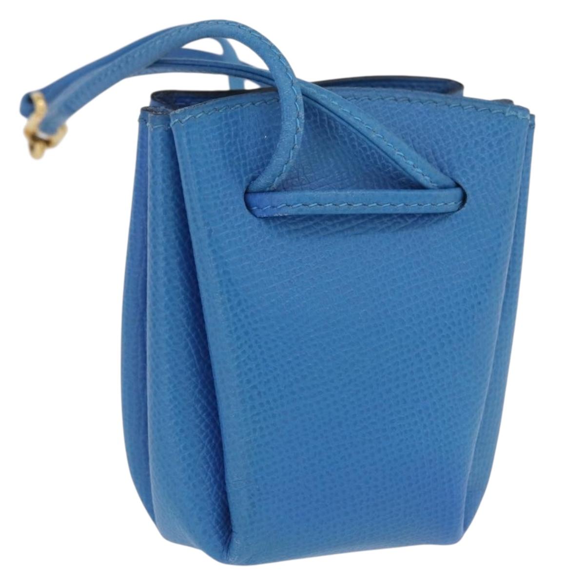 HERMES Vespa Pouch Leather Blue Auth 170911 | eBay