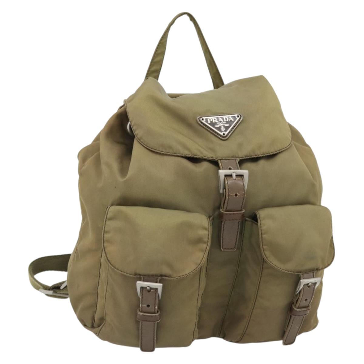 PRADA ナイロン バッグパック (カーキ) PRADA Backpack Nylon Khaki Silver Auth 171259 | eBay