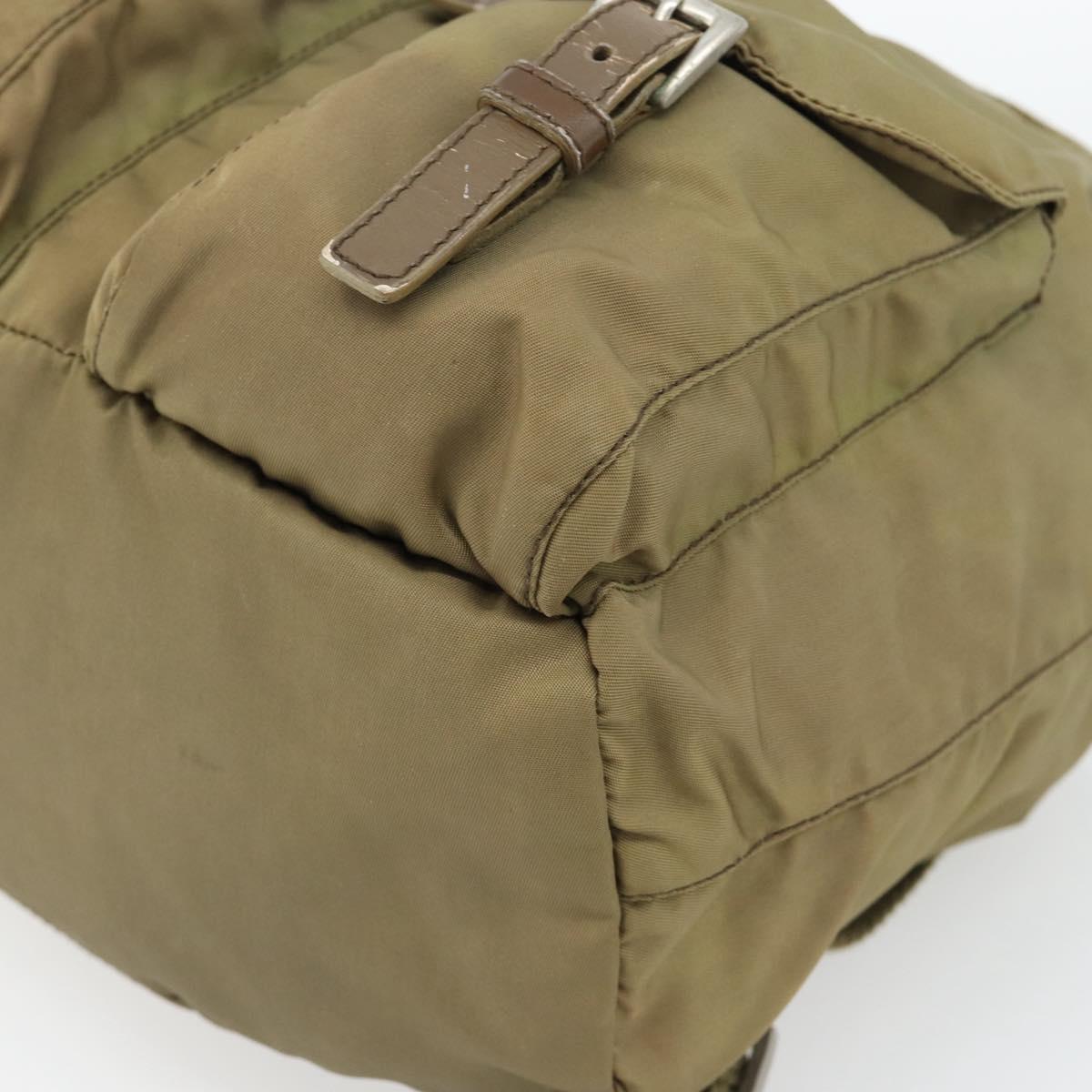PRADA Backpack Nylon Khaki Silver Auth 171259 | eBay