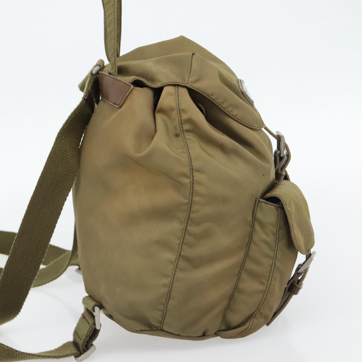 PRADA Backpack Nylon Khaki Silver Auth 171259 | eBay