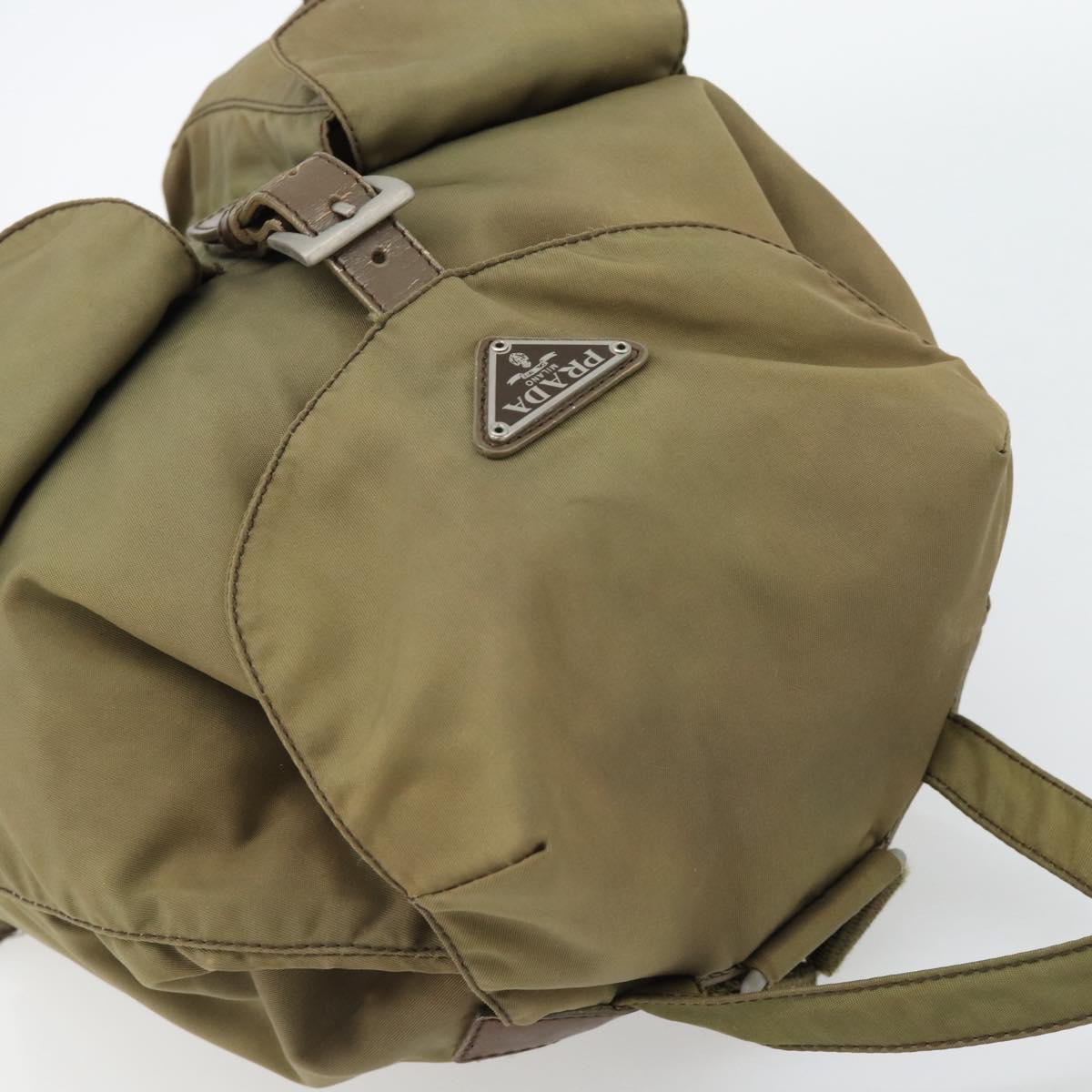 PRADA Backpack Nylon Khaki Silver Auth 171259 | eBay