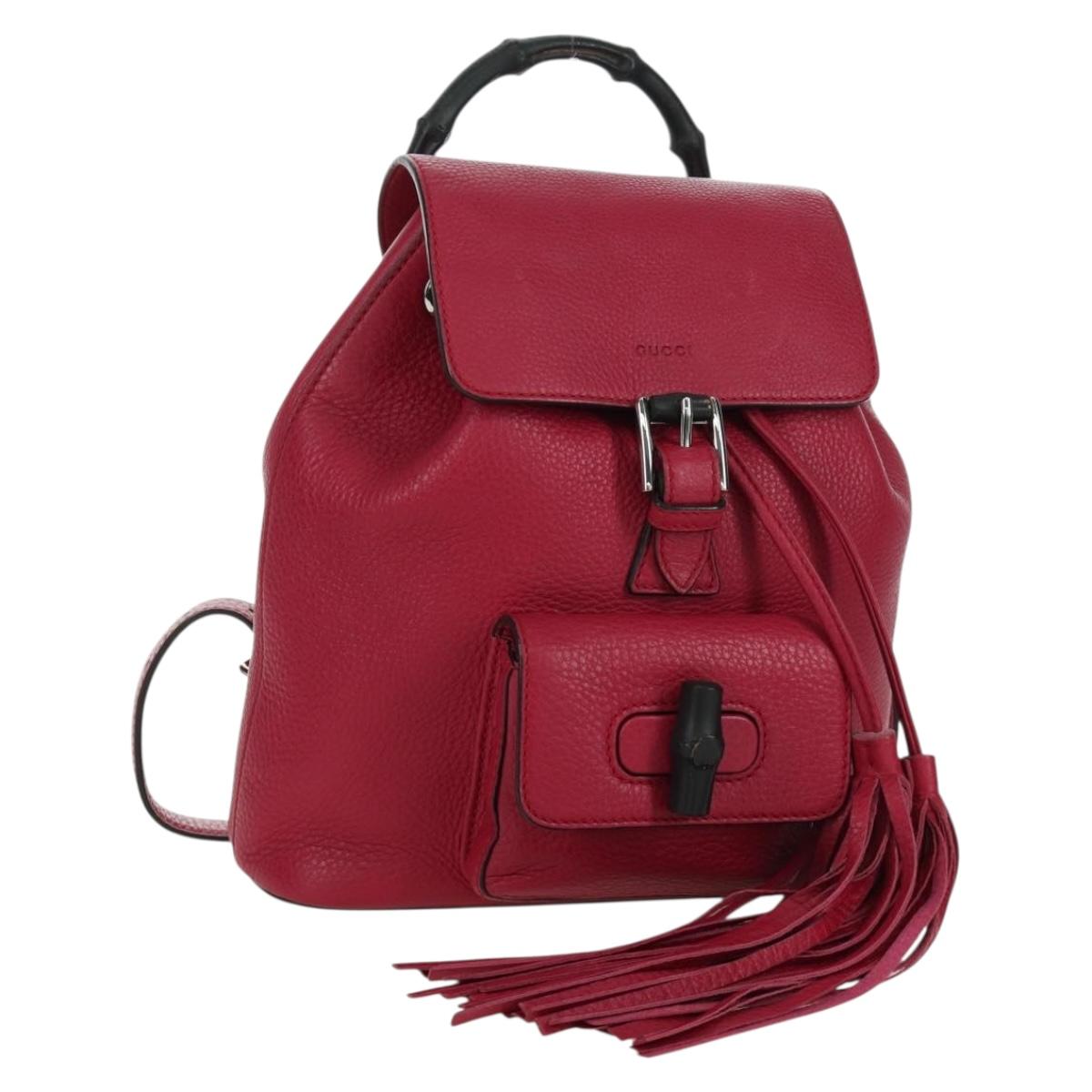 GUCCI Bamboo Backpack Leather Pink Silver 387149 Auth 171479V GUCCI Bamboo Backpack Leather Pink Silver 387149 Auth  main image 3