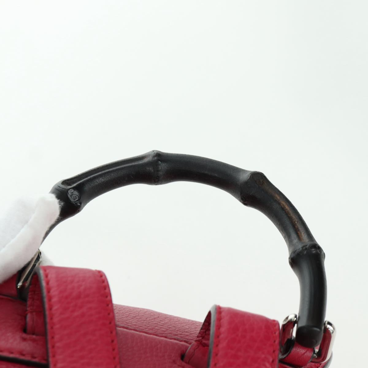 GUCCI Bamboo Backpack Leather Pink Silver 387149 Auth 