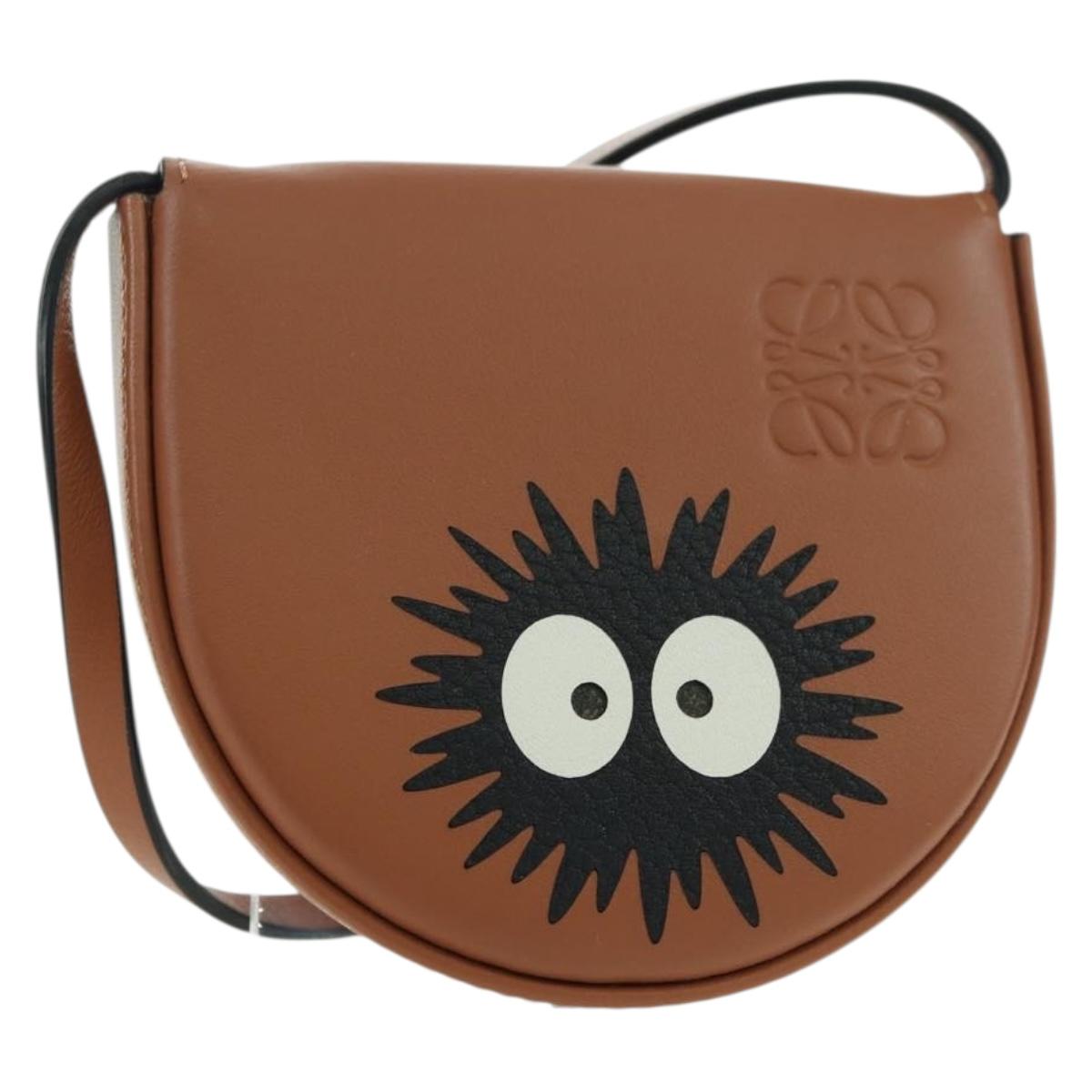 LOEWE Ghibli Collaboration Heel Pouch Mini Bag Leather Brown Auth