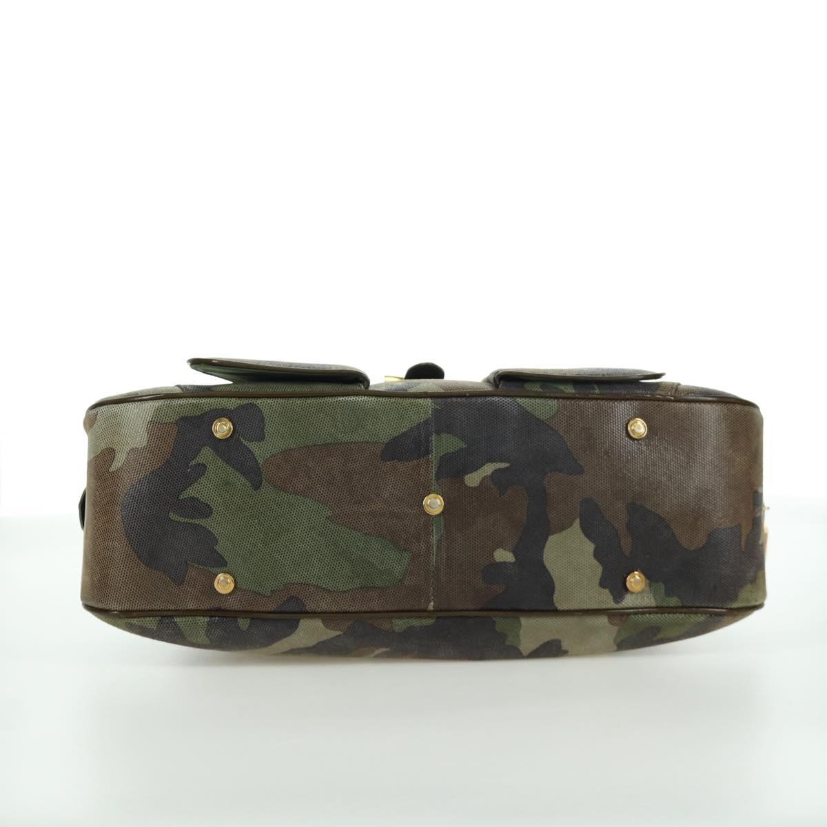 Christian Dior Double Saddle Camouflage Bag Leather Green Gold 