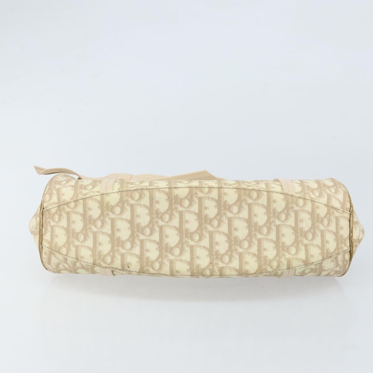Christian Dior Trotter Canvas Chain Hand Bag PVC Beige Silver Auth