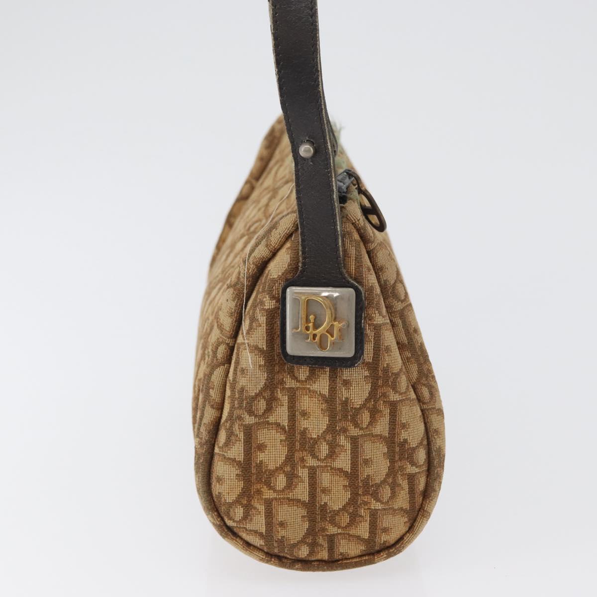 Christian Dior prêt-à-porter Christian Dior Trotter Canvas Shoulder Bag Brown Gold Auth 173467