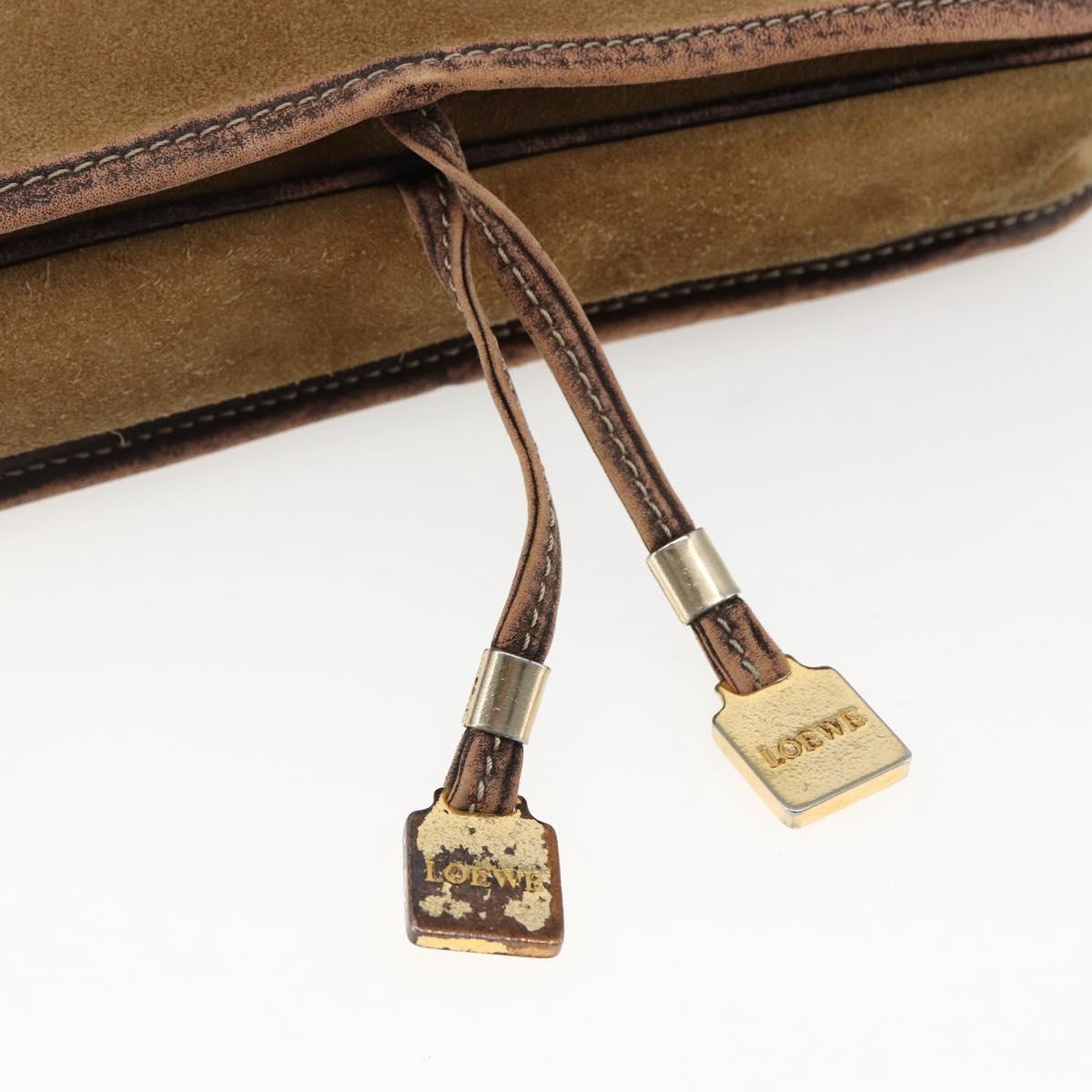 LOEWE anagram Shoulder Bag Suede Brown Gold Auth 173473 | eBay