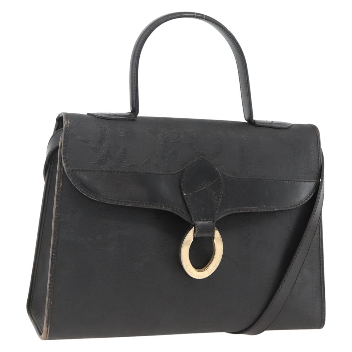 Christian Dior Trotter Canvas Hand Bag PVC Leather 2way Gold Black