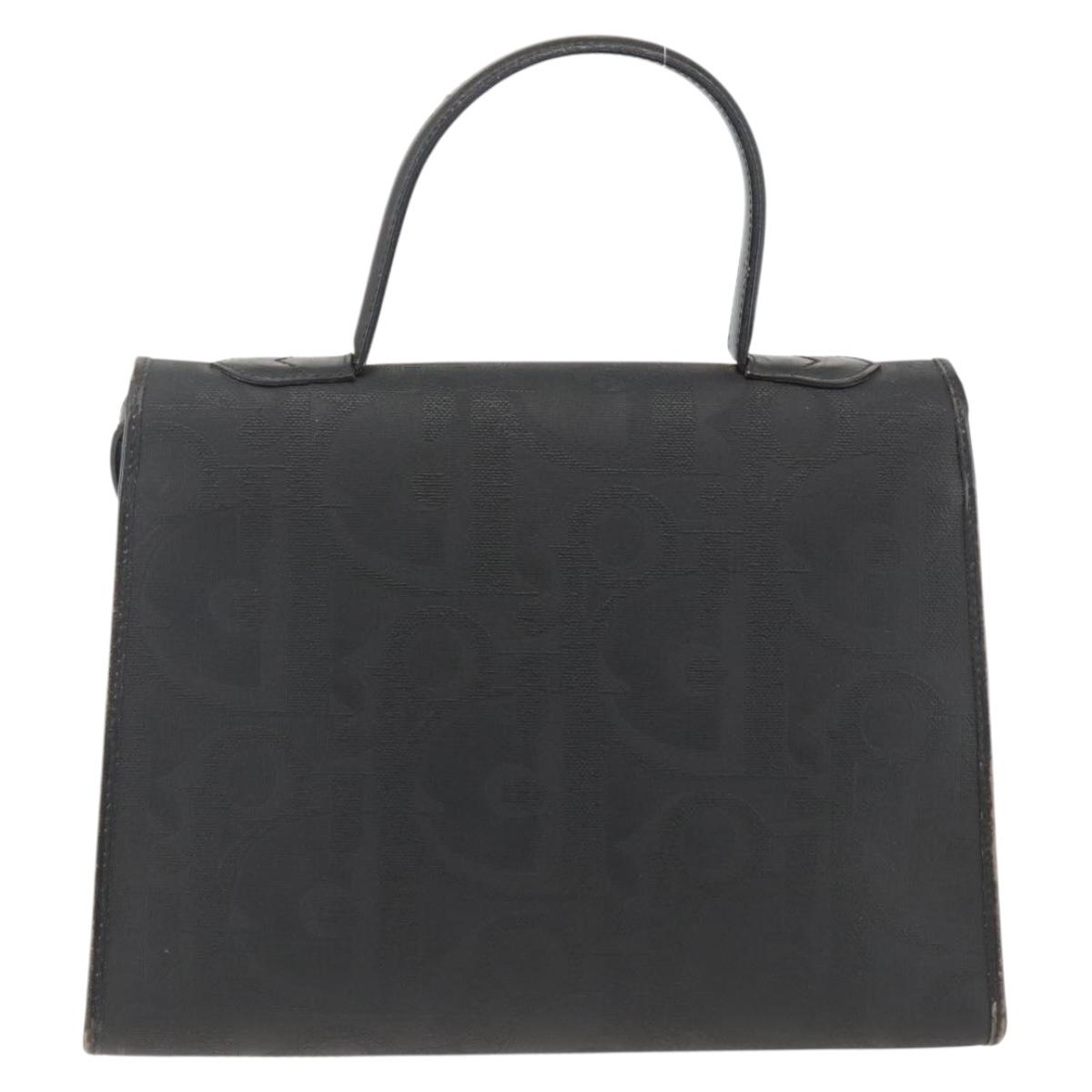 Christian Dior Trotter Canvas Hand Bag PVC Leather 2way Gold Black
