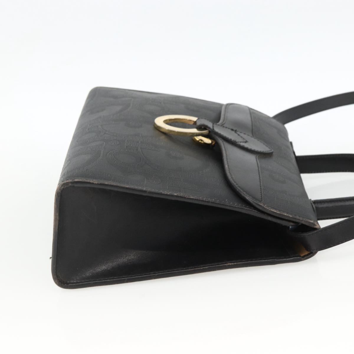 Christian Dior Trotter Canvas Hand Bag PVC Leather 2way Gold Black