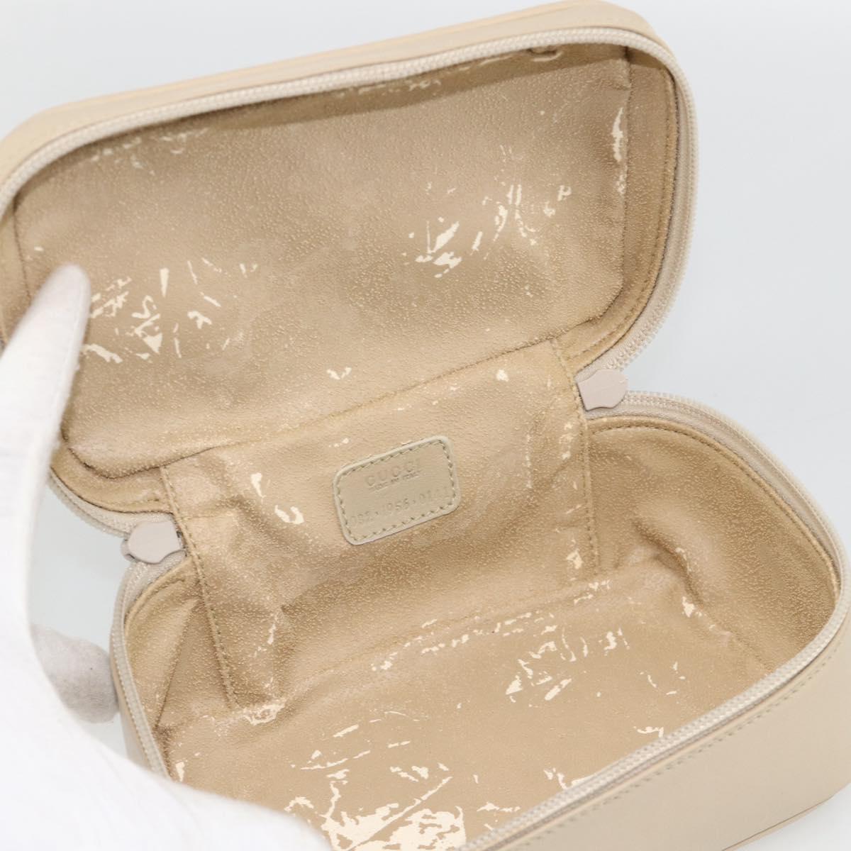 GUCCI Horsebit Vanity Hand Bag Leather Beige Silver 032 1956 0141