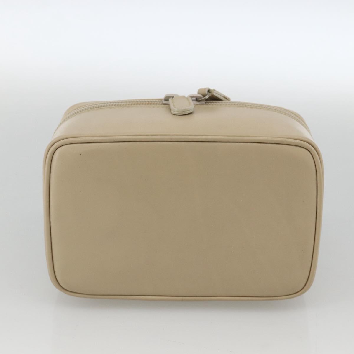ベスト GUCCI Horsebit Vanity Hand Bag Leather Beige Silver 032 1956 0141