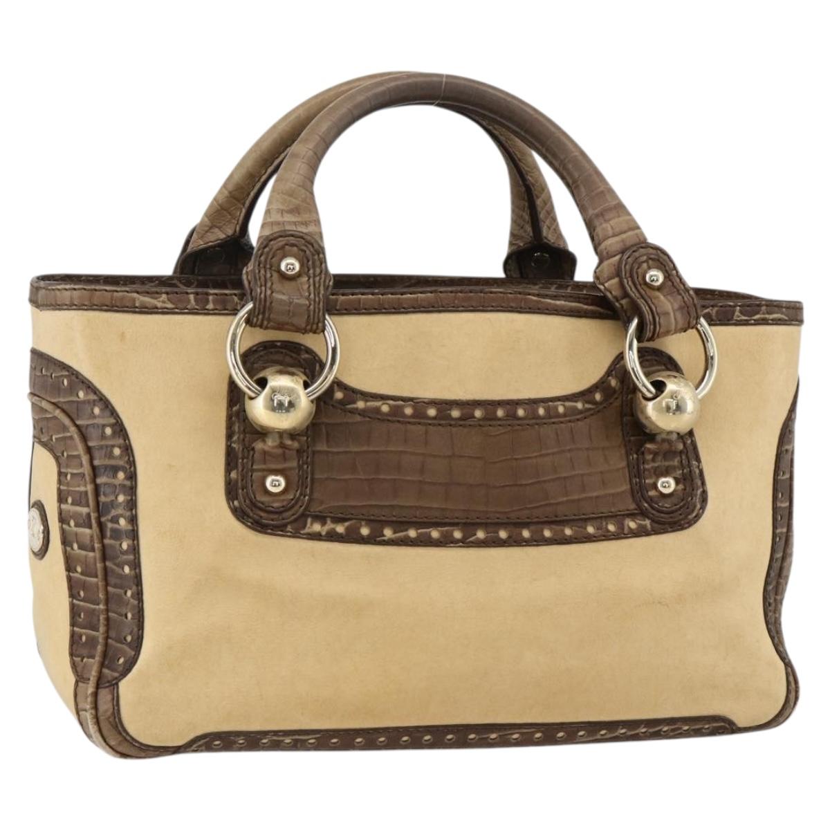 CELINE Boogie bag Hand Bag Leather Beige Gold Auth 174749 | eBay