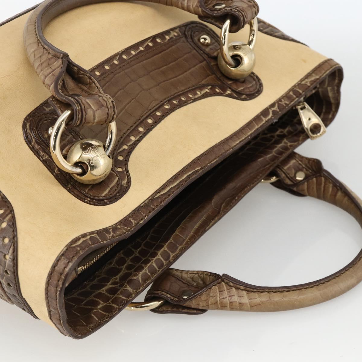 CELINE Boogie bag Hand Bag Leather Beige Gold Auth 174749 | eBay