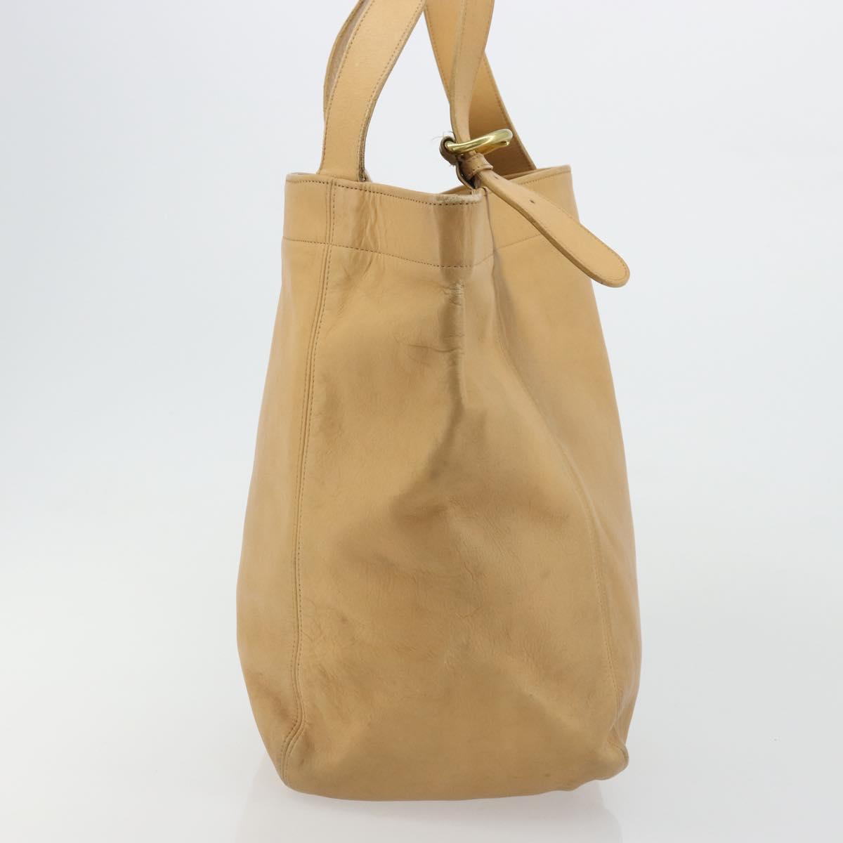 Coach Tote Bag Leather Beige Gold Auth 174865 | eBay