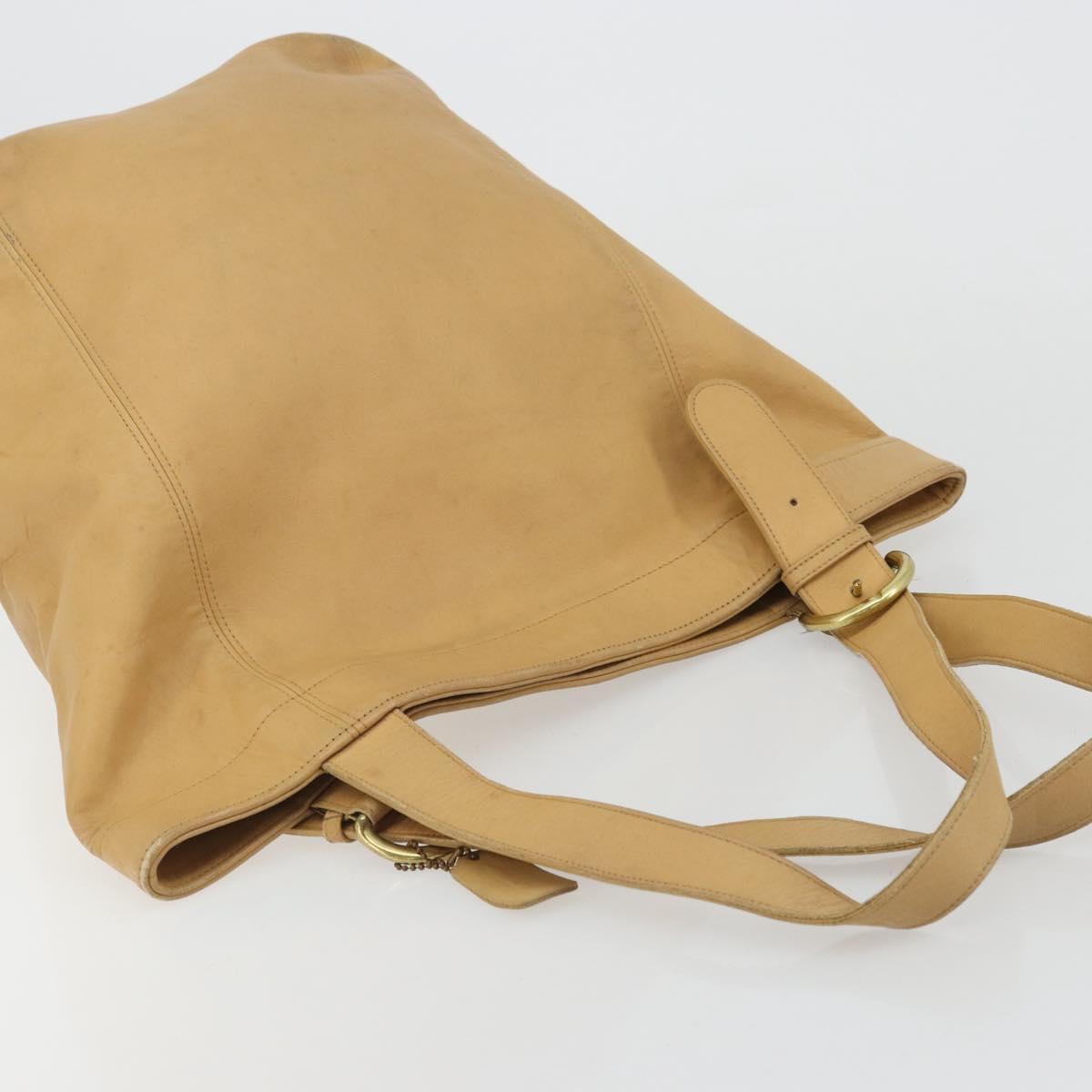 Coach Tote Bag Leather Beige Gold Auth 174865 | eBay