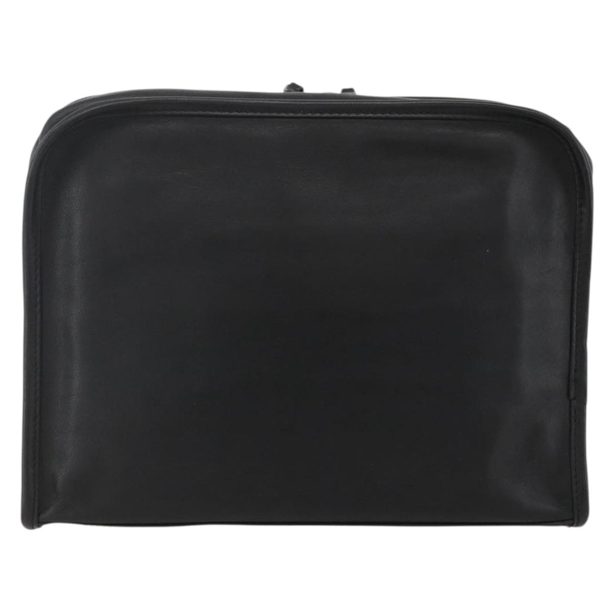 B LOEWE Anagram Clutch Bag Leather Black Gold Auth 175168 | eBay
