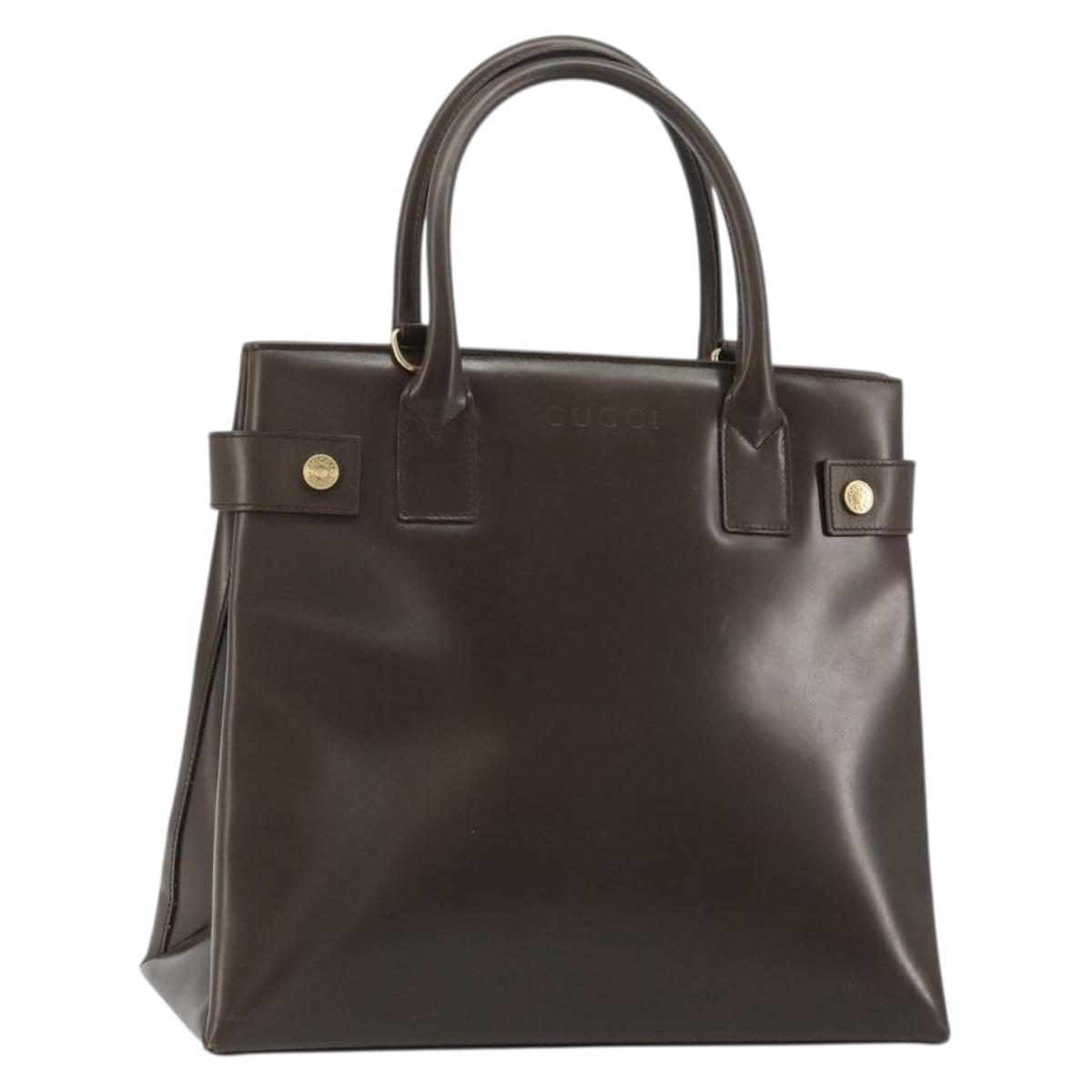 GUCCI Hand Bag Patent leather Brown Gold 000 2404 0503 Auth 175318