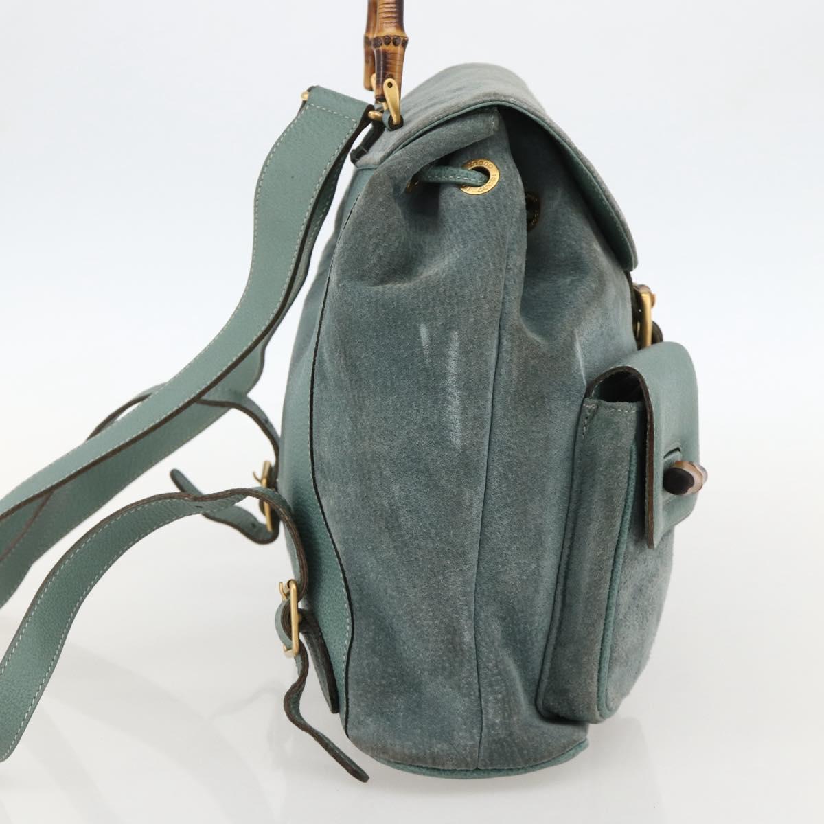 GUCCI Bamboo Backpack Suede Green Gold Auth 175320 | eBay