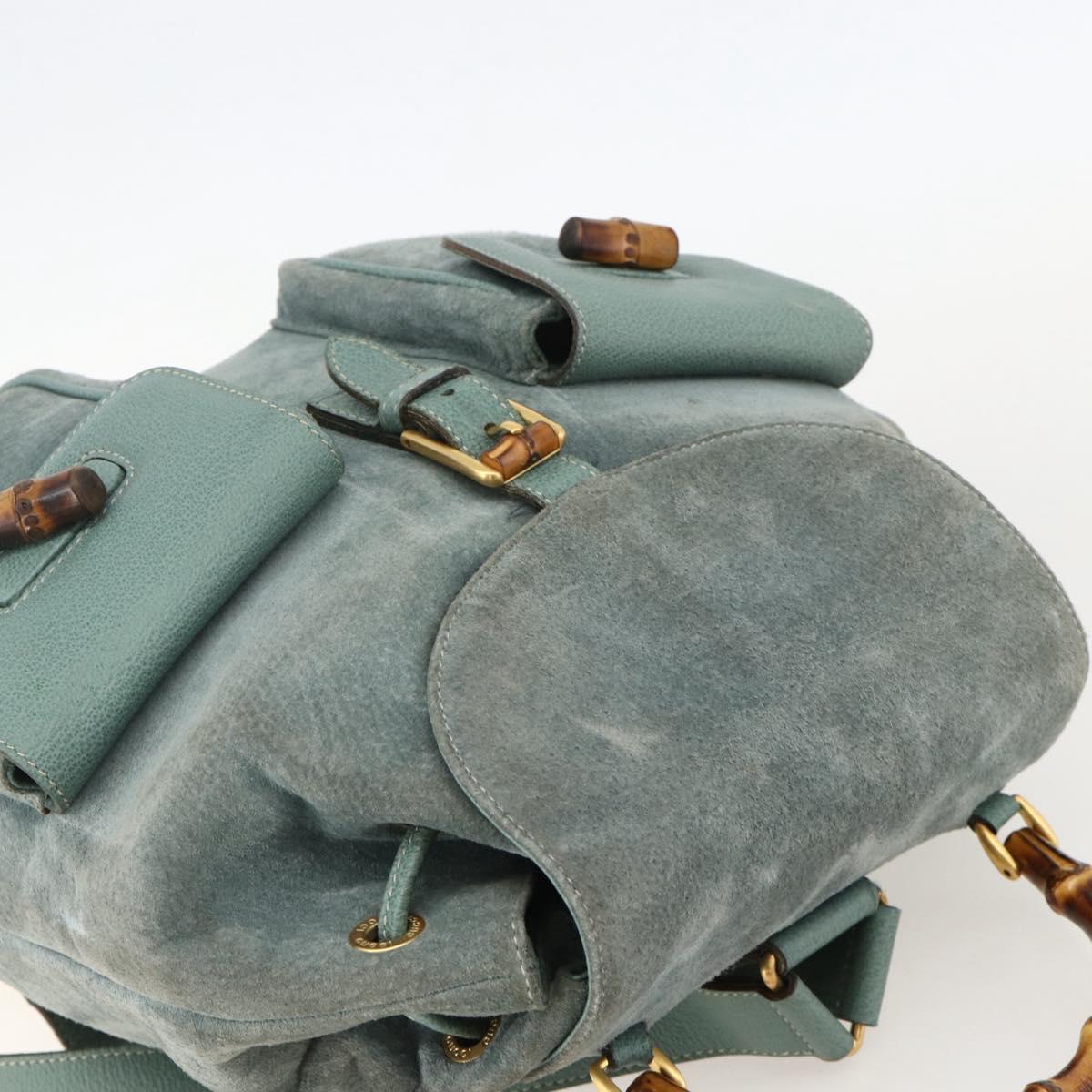 GUCCI Bamboo Backpack Suede Green Gold Auth 175320 | eBay