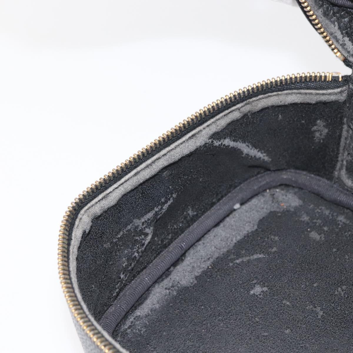 ☆S☆ CHANEL Vanity Cosmetic Pouch Grained Calf Skin Black Gold CC Auth