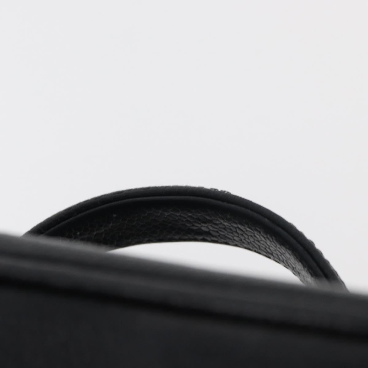 ☆S☆ CHANEL Vanity Cosmetic Pouch Grained Calf Skin Black Gold CC Auth