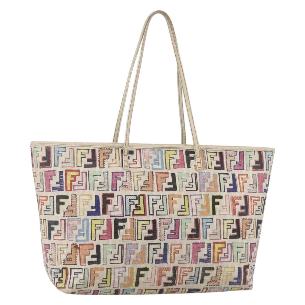 Fendi ボディバッグ マルチカラー コラージュプリント FENDI Zucca Canvas Tote Bag PVC Multicolor Gold Auth 175608 | eBay