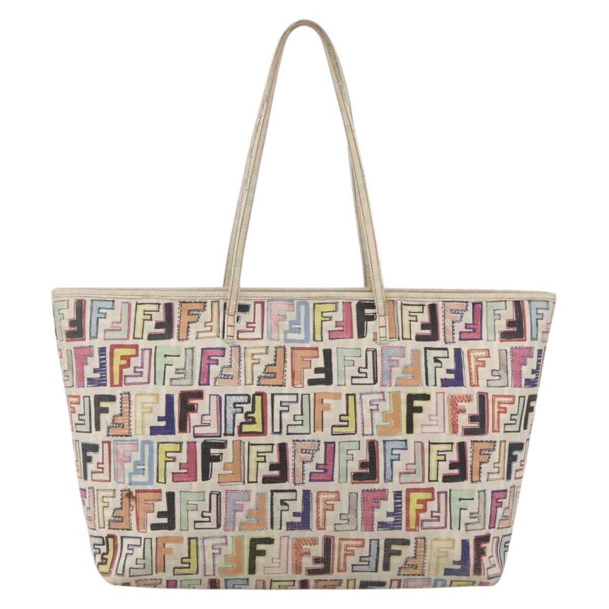 FENDI Zucca Canvas Tote Bag PVC Multicolor Gold Auth 175608 | eBay