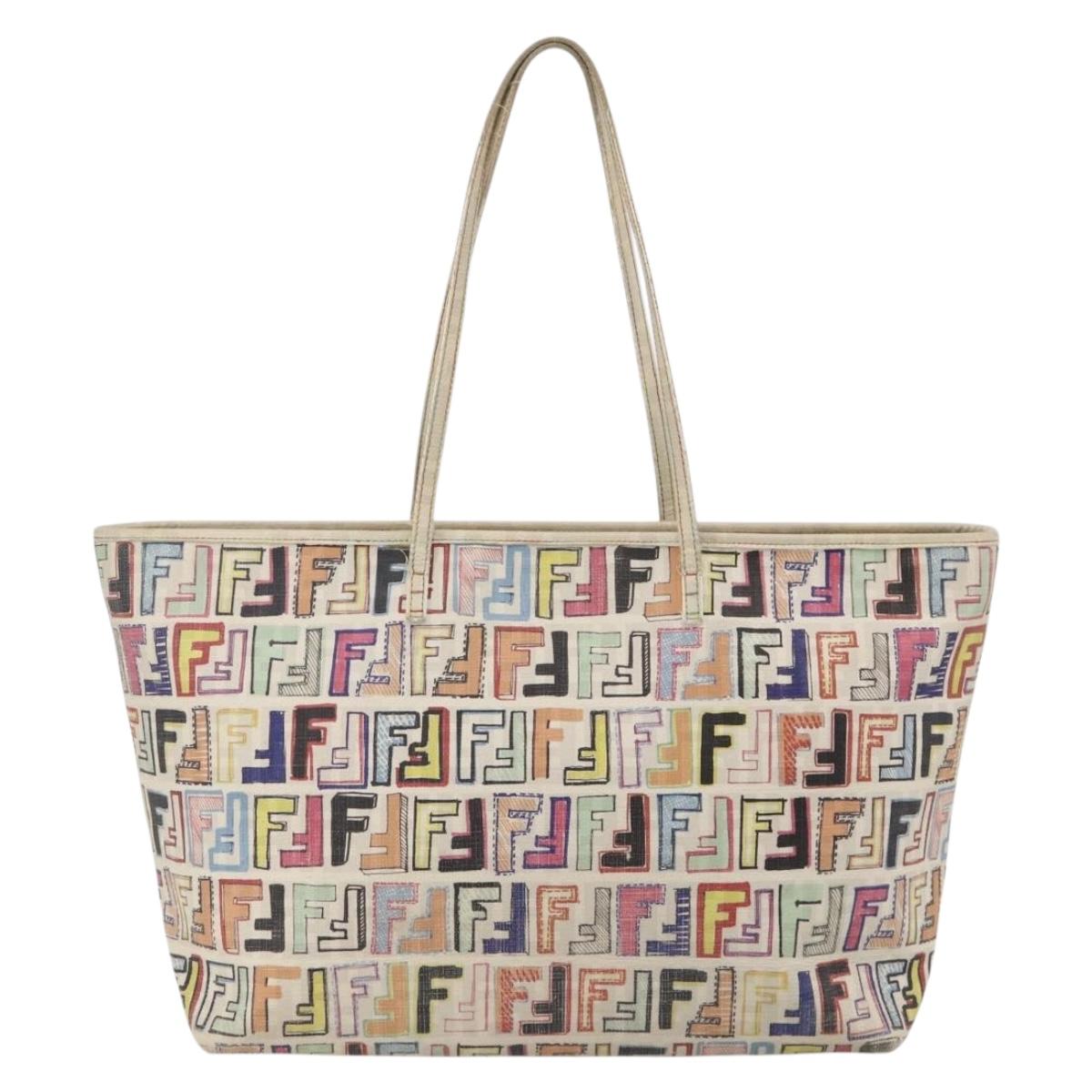 FENDI Zucca Canvas Tote Bag PVC Multicolor Gold Auth 175608 | eBay