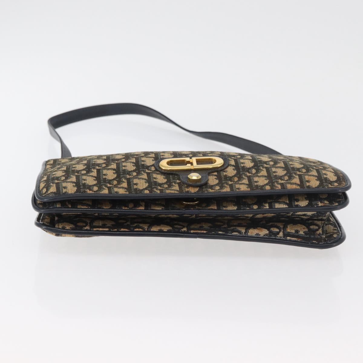 Christian Dior ハンドバッグ ショルダーバッグ ロゴ金具 レザー Christian Dior Trotter Canvas Shoulder Bag Navy Gold Auth 176478