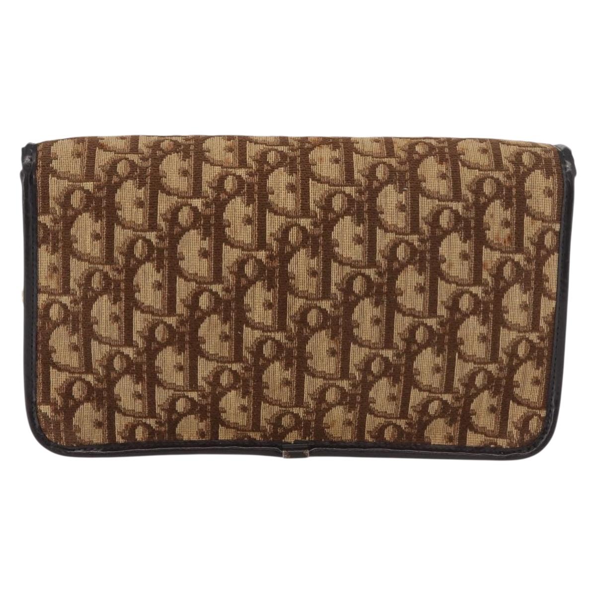 Dior ボストンバッグ　ブラウン　ゴールドロゴ　トロッター　ブラウン Christian Dior Trotter Canvas Chain Shoulder Bag Brown Gold Auth