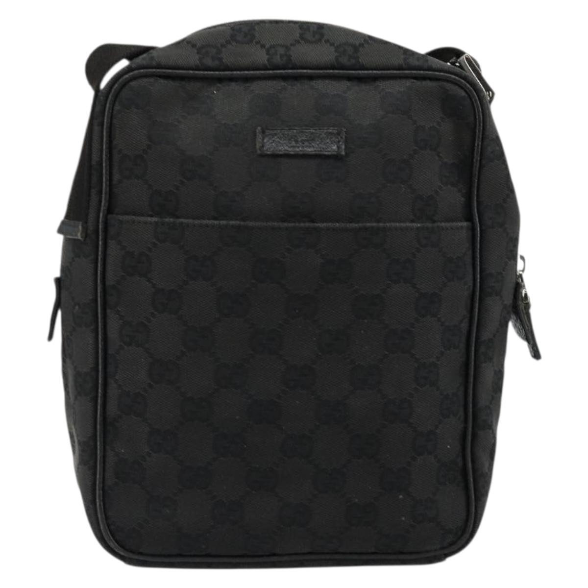GUCCI GG Canvas Shoulder Bag Black Silver 122759 Auth 177508 | eBay