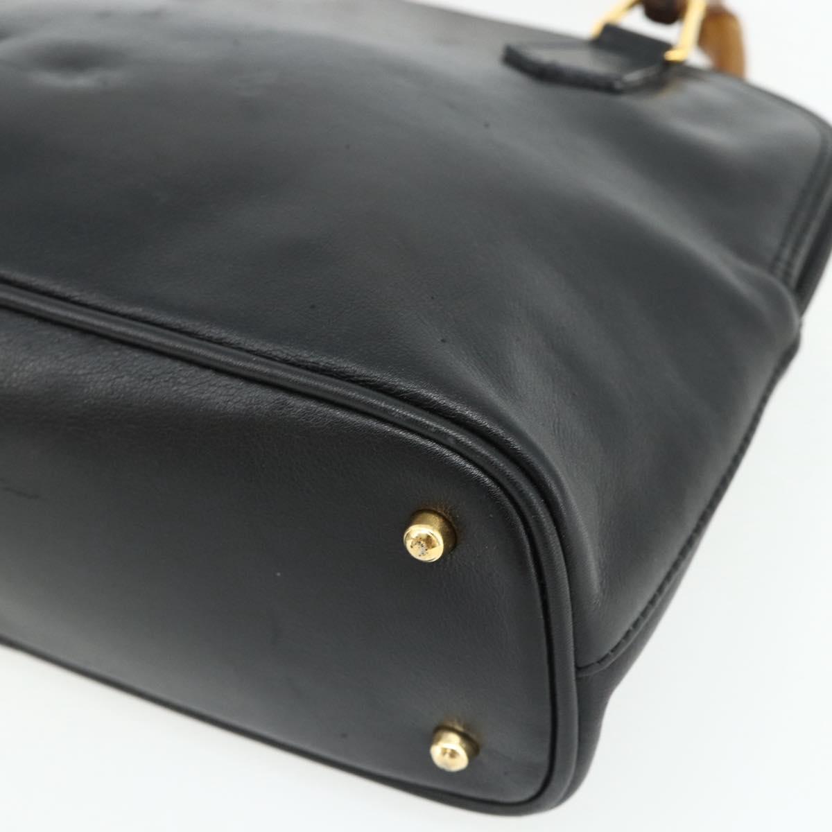 2️⃣点 GUCCI Bamboo Hand Bag Leather Black Gold Auth 178255 | eBay