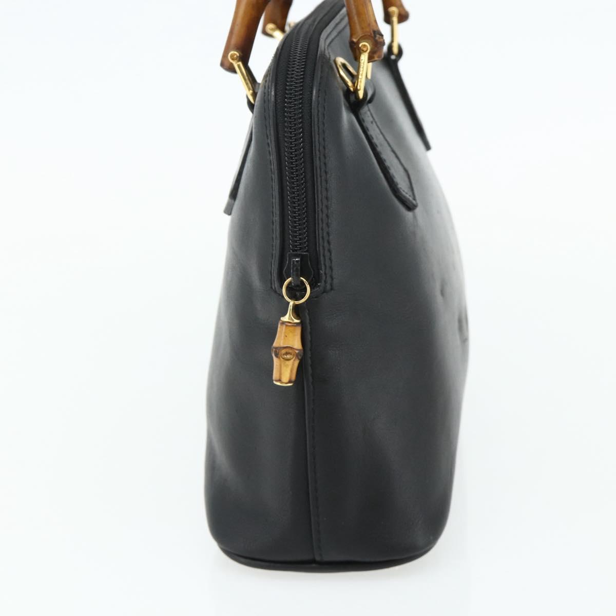 2️⃣点 GUCCI Bamboo Hand Bag Leather Black Gold Auth 178255 | eBay