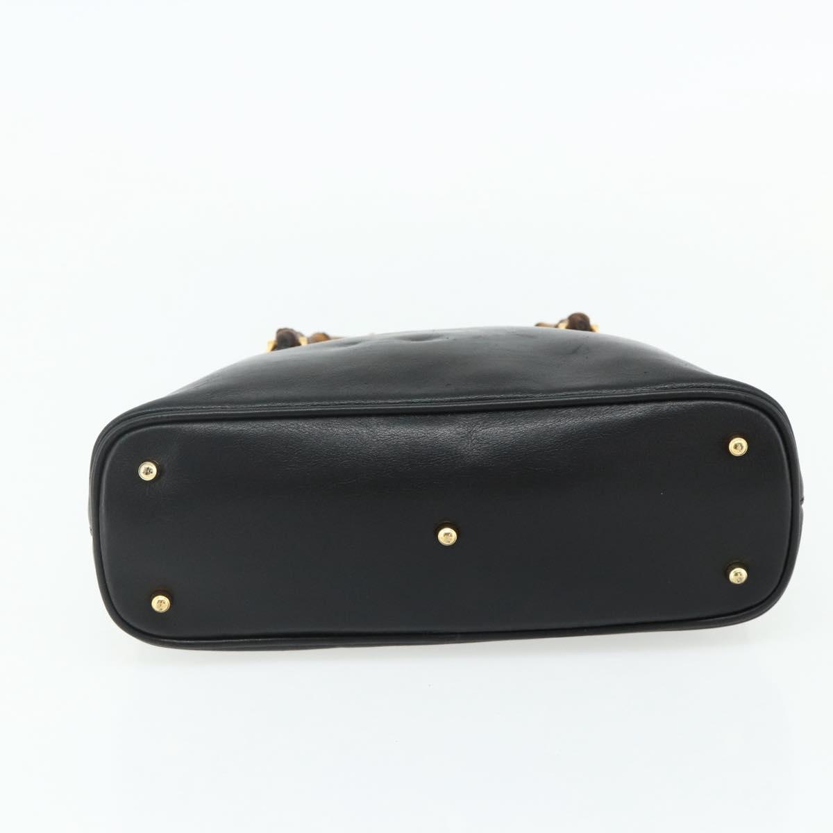 2️⃣点 GUCCI Bamboo Hand Bag Leather Black Gold Auth 178255 | eBay